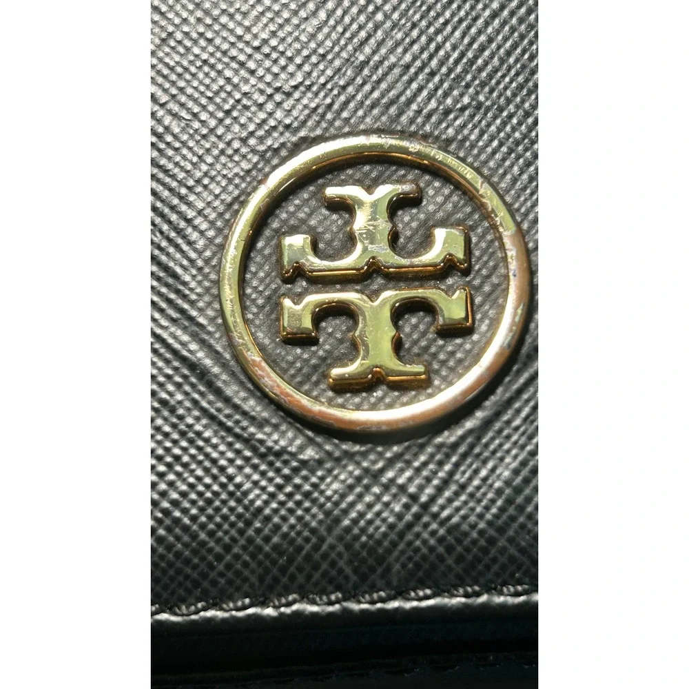 Tory Burch Robinson Black Saffiano Leather Chain Flap Crossbody Shoulder Bag‎